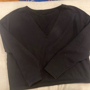 Black Alo crew neck with mesh detailing at neck